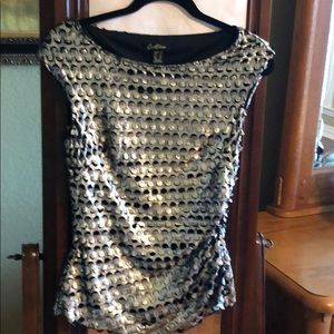 Silver cut out black top